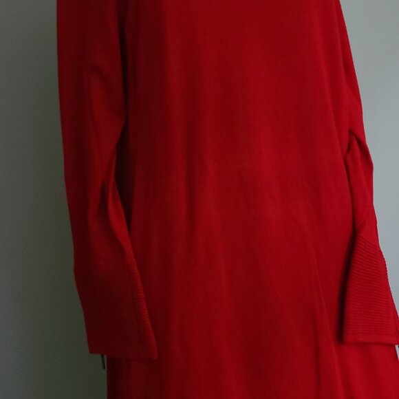 Red Stylish Long Sweater Zipper cuffs Flare Hemline XL Alfani Tunic - Picture 2 of 5